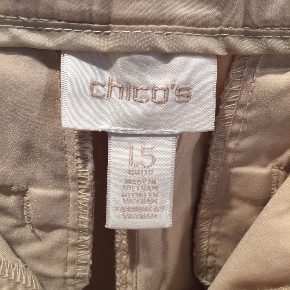 Chico's Tan Crop Cargo Pants with gold trim/zipper - Picture 7 of 7